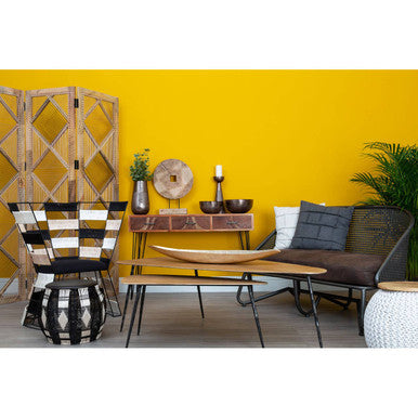Beige and Black and White Woven Chair | Fusion