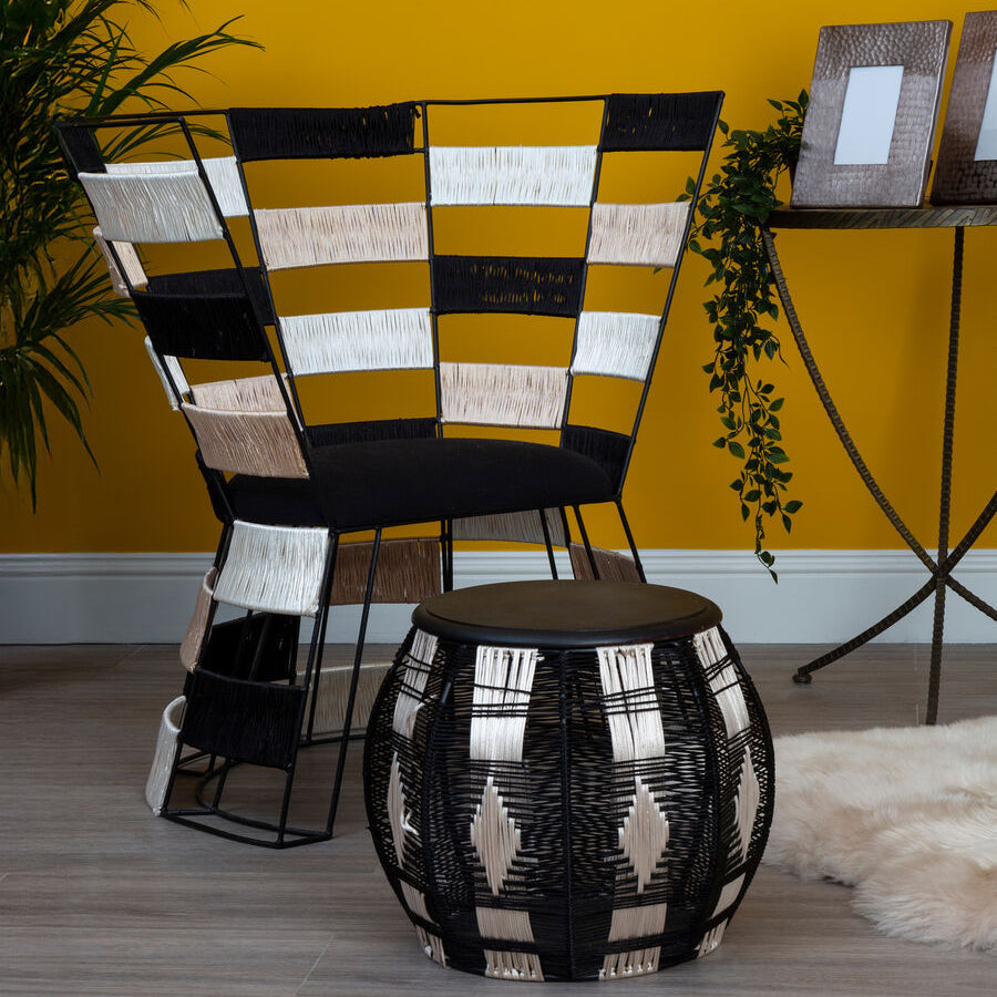 Fusion Beige And Black And White Woven Chair
