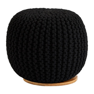 Fusion Black Knitted Pouffe