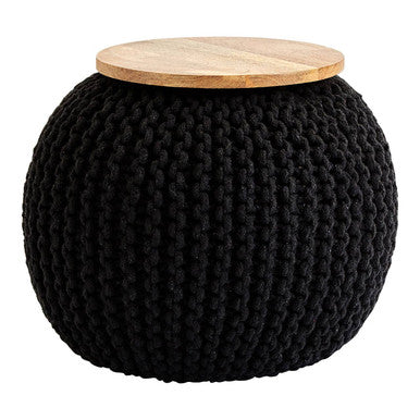 Fusion Black Knitted Pouffe