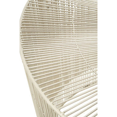 Silver Pewter-Finish Round Cage Side Table with Concentric Circle Design | Templar