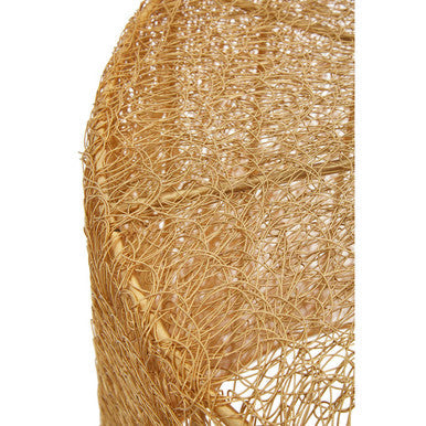 Set of 2 Gold Finish Open Weave Mesh Round Side Tables | Templar
