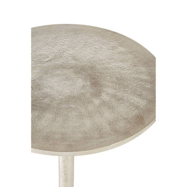 Metallic Silver Round Side Table with Asymmetrical Design | Halle