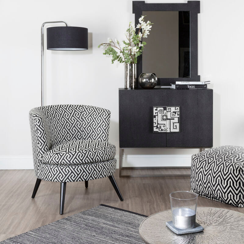 Regent Park Black And Beige Greek Key Round Armchair