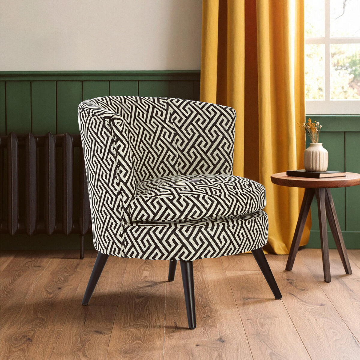 Regent Park Greek Key Design Round Accent Chair