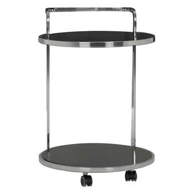 Ackley 2 Tier Silver Drinks Trolley With Black Glass