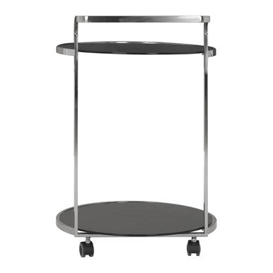 Ackley 2 Tier Silver Drinks Trolley With Black Glass