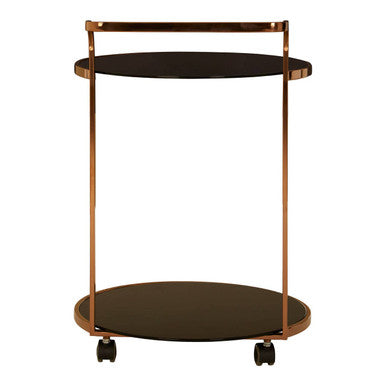 Ackley 2 Tier Rose Gold Finish Drinks Trolley