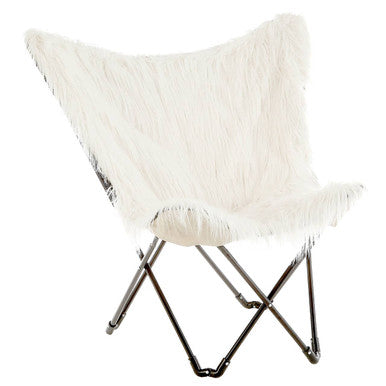 White Faux Fur Butterfly Chair | Sienna