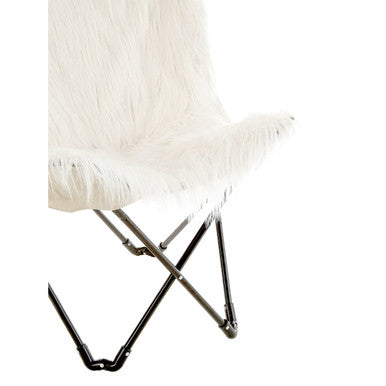 Sienna White Faux Fur Butterfly Chair