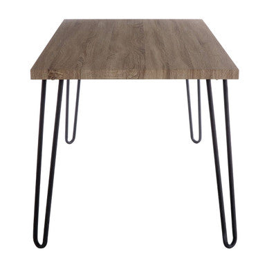 Natural Nordic Wood Effect Veneer Top Dining Table with Black Metal Hairpin Legs | Borough