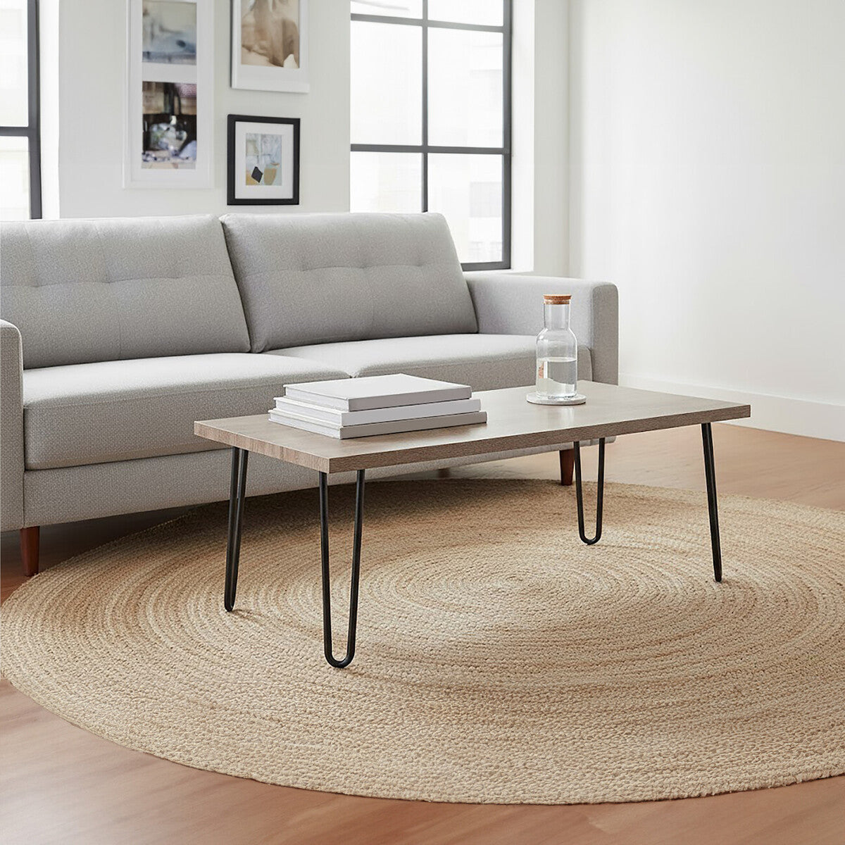Borough Veneer Top and Metal Legs Coffee Table