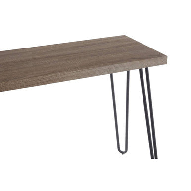Natural Veneer Wooden Top Console Table with Hairpin Metal Legs, Borough
