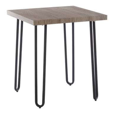 Natural Wooden Top Side Table with Hairpin Metal Legs | Borough