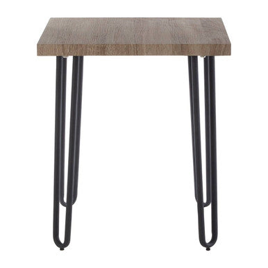 Natural Wooden Top Side Table with Hairpin Metal Legs | Borough