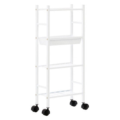 4 Tier White Trolley with Basket | Dara