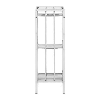 3 Tier Chrome Shelf Unit with Slatted Sides | Dara