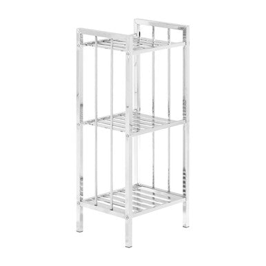 3 Tier Chrome Shelf Unit with Slatted Sides | Dara
