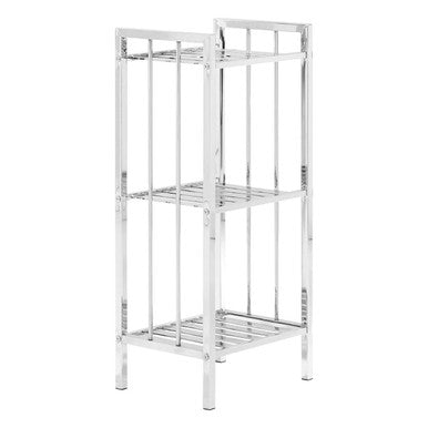 3 Tier Chrome Shelf Unit with Slatted Sides | Dara