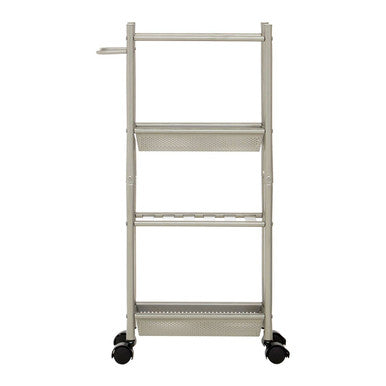 4 Tier Brush Nickel Trolley with 2 Baskets | Dara