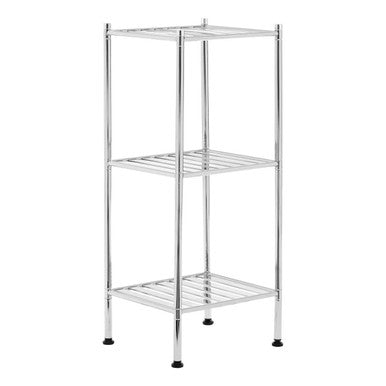3 Tier Chrome Shelf Unit with Rubber Feet | Micah