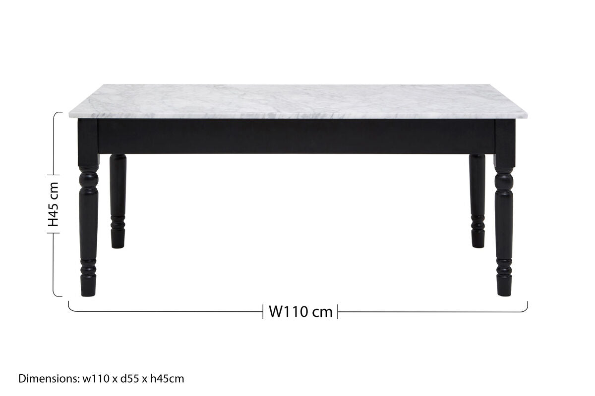 Henley White Marble and Black Frame Coffee Table