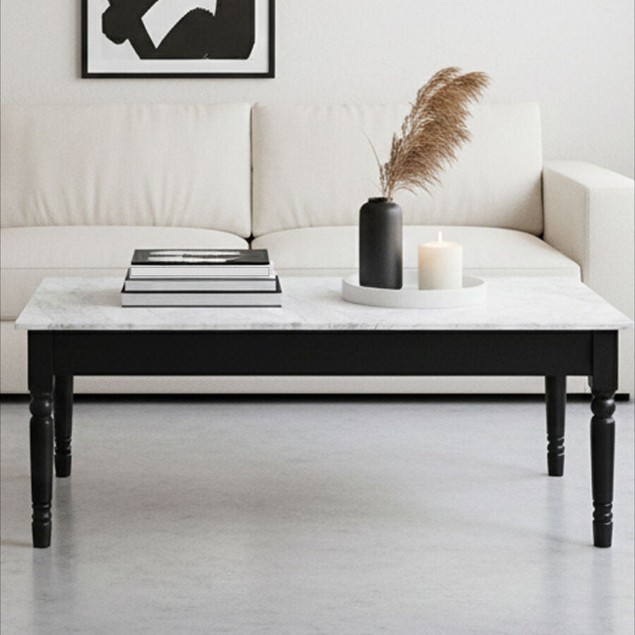 Henley White Marble and Black Frame Coffee Table