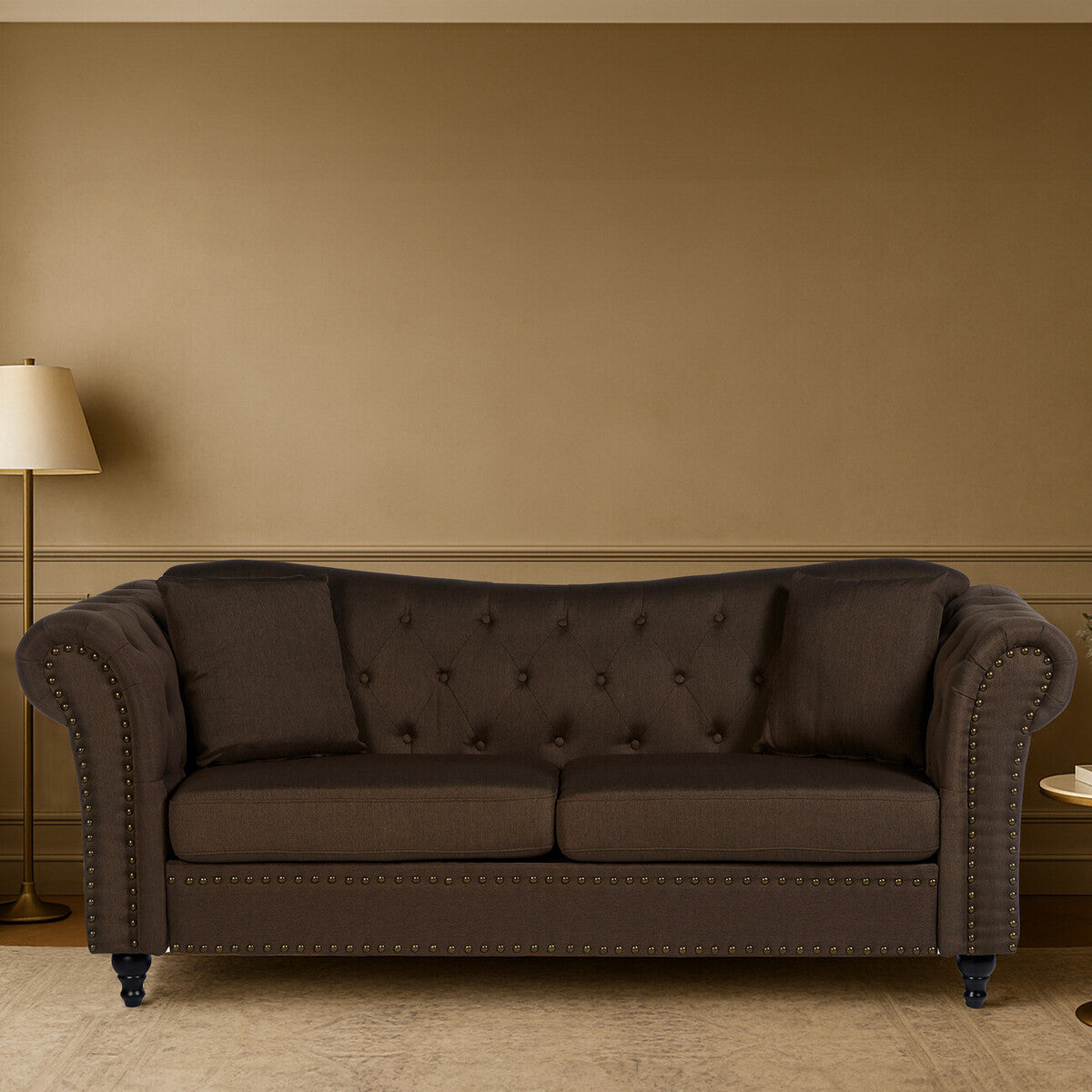 Fable 3 Seat Natural Chesterfield Sofa