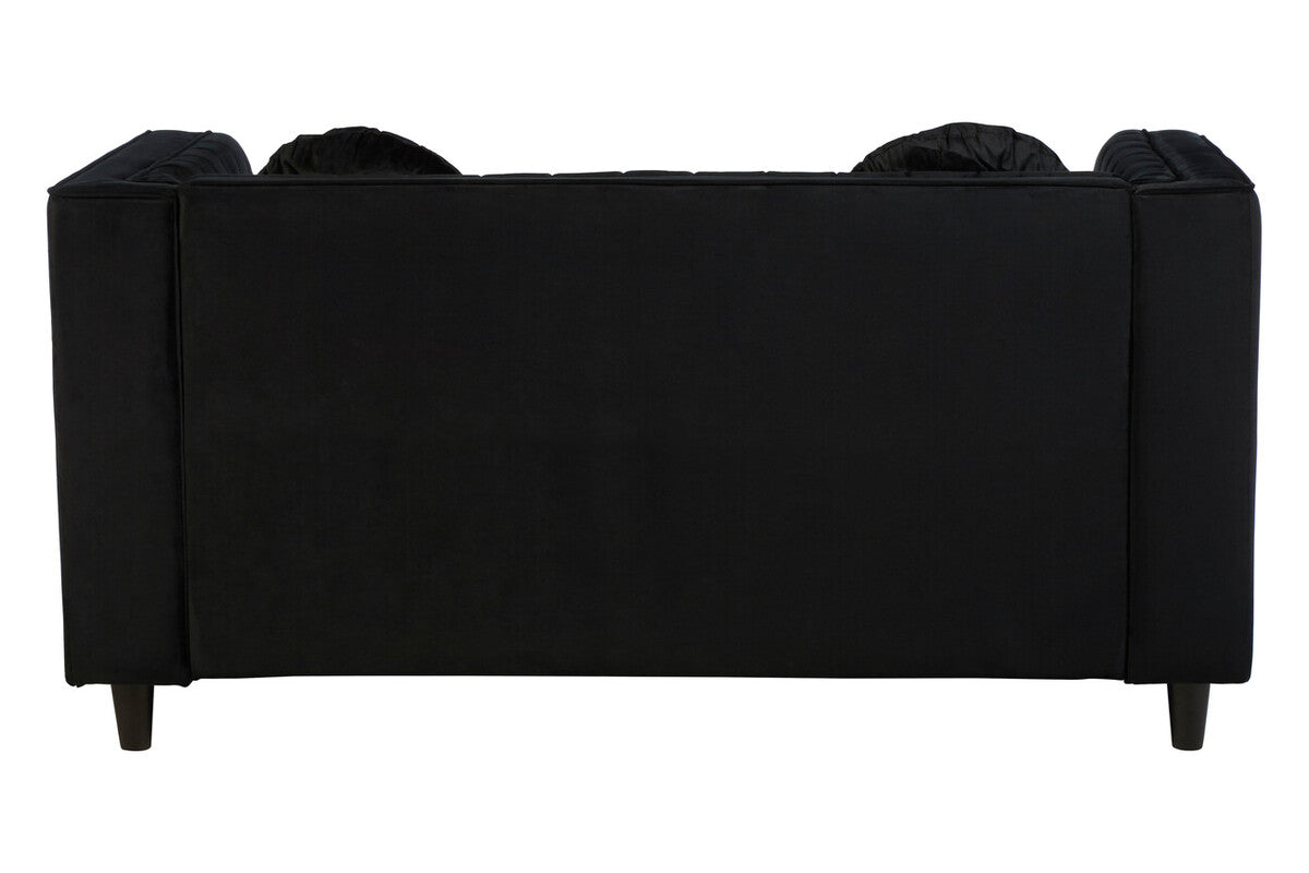 Farah Two Seat Black Velvet Sofa