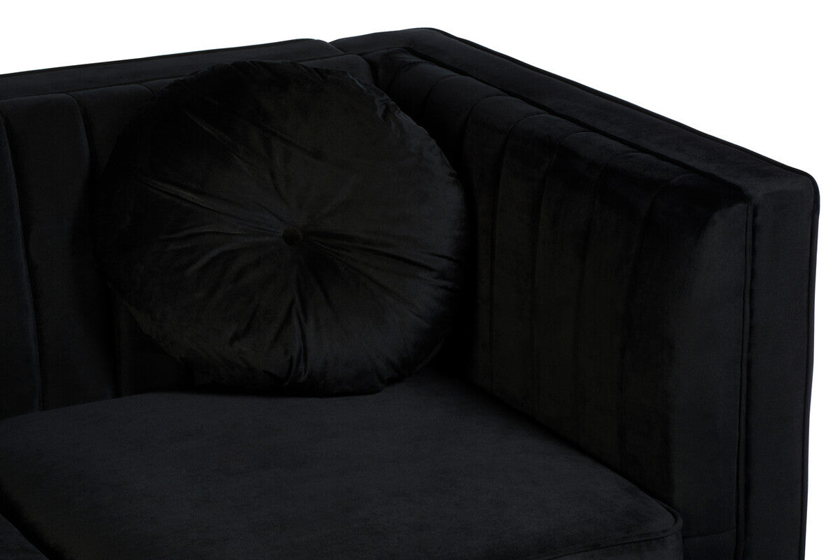 Farah Two Seat Black Velvet Sofa