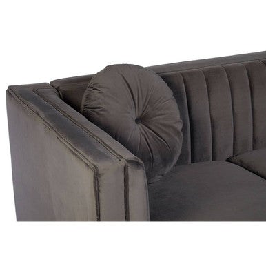 2 Seater Grey Velvet Sofa, Farah