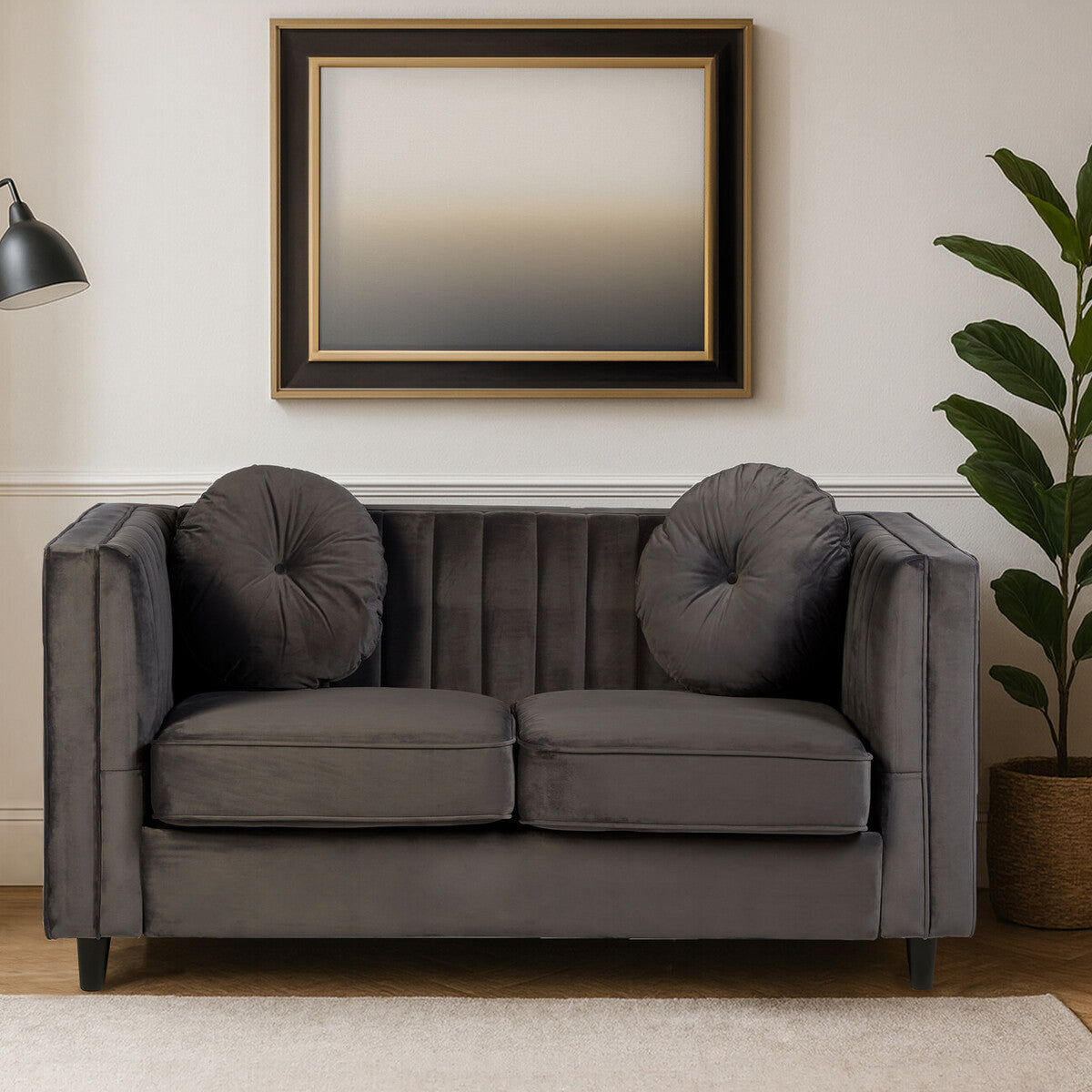 2 Seater Grey Velvet Sofa | Farah