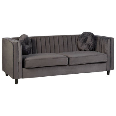 3 Seater Grey Velvet Sofa, Farah
