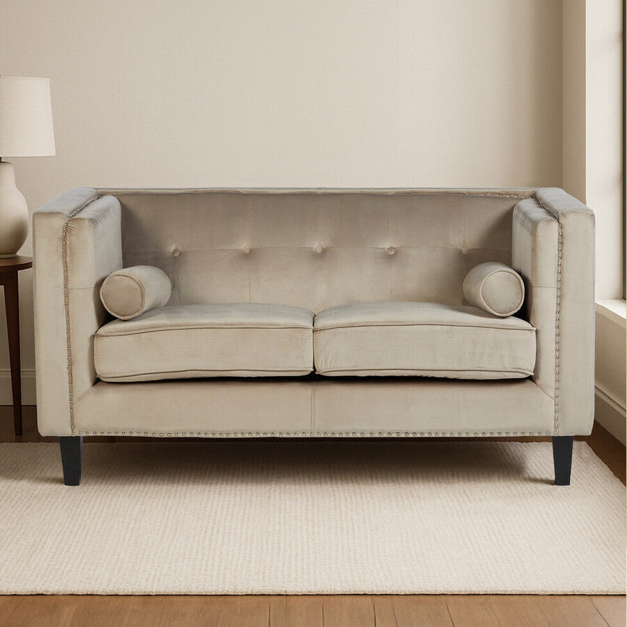 Felisa Two Seater Mink Velvet Sofa
