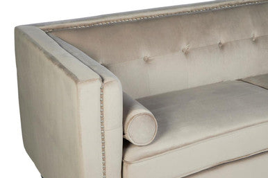 Felisa 3 Seat Mink Velvet Sofa.