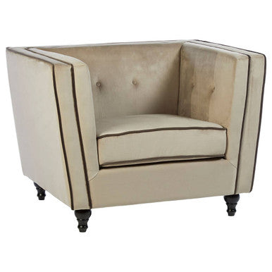 Ferris Mink Velvet Chair with Tuxedo Design