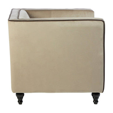 Ferris Mink Velvet Chair with Tuxedo Design