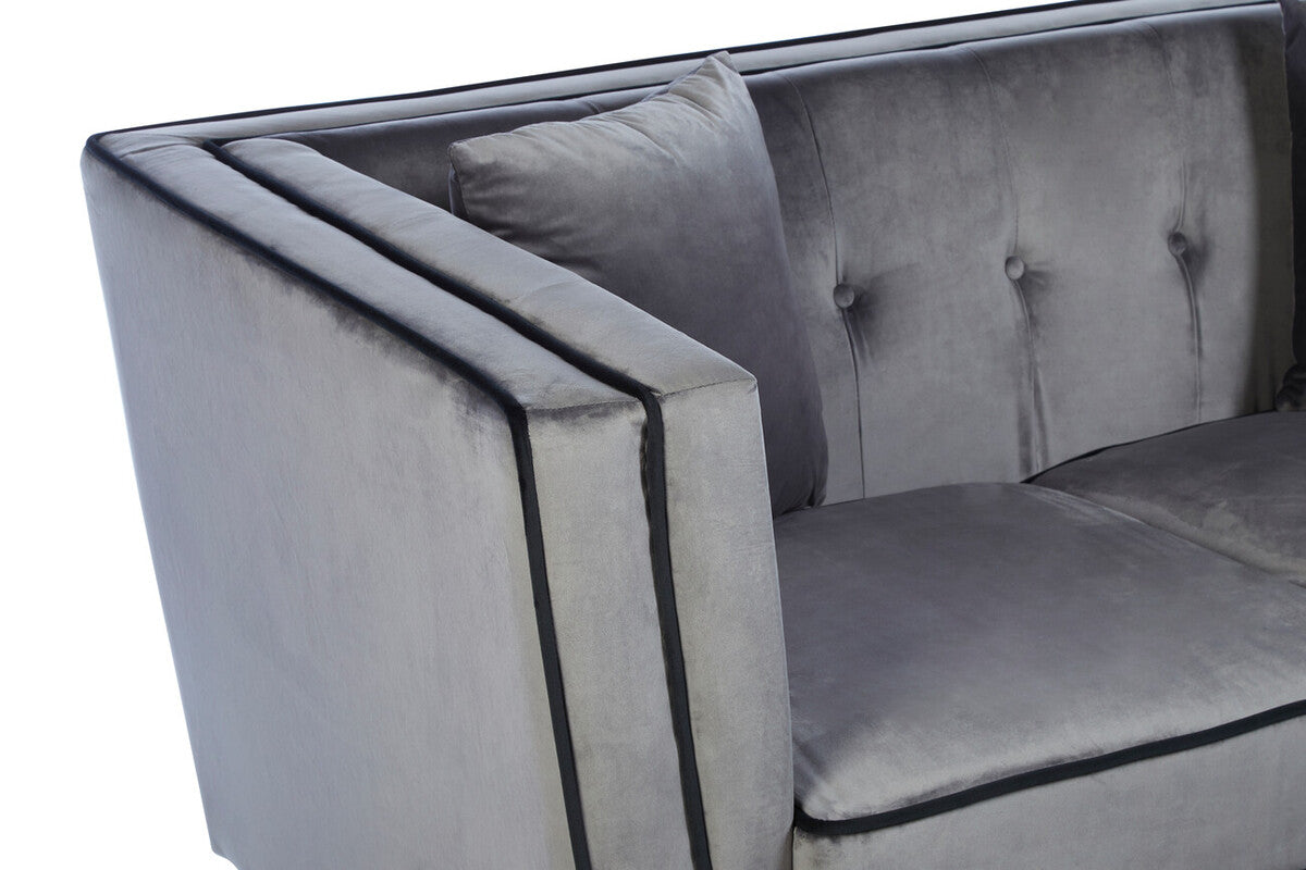 3 Seater Grey Velvet Sofa | Ferris