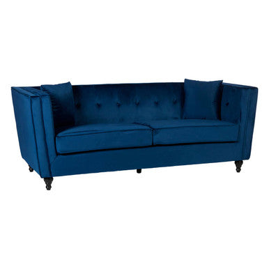 Ferris Three Seater Navy Blue Velvet Sofa