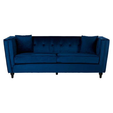 Ferris Three Seater Navy Blue Velvet Sofa