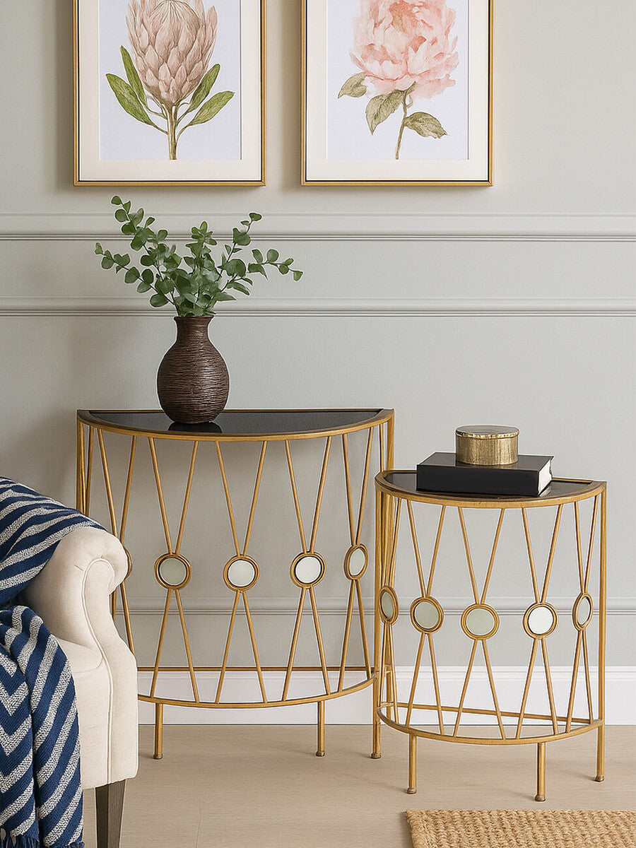 Faiza Set Of 2 Cross Design Console Tables