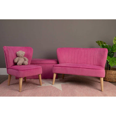 Mia Pink Velvet Kids Ottoman
