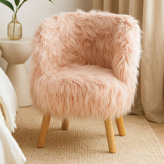 Kids Pink Faux Fur Chair