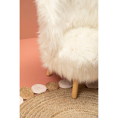 Kids White Faux Fur Chair