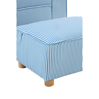 Kids Blue And White Stripe Rocking Chair With Footstool