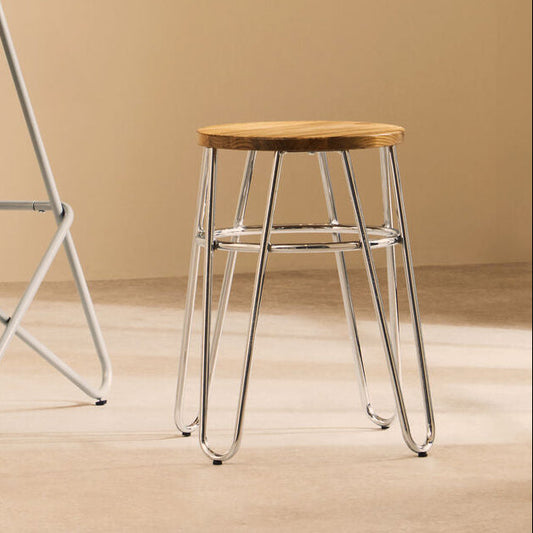 District Hairpin Legs Stool with Wood Top