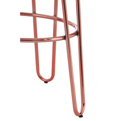 District Rose Gold Finish Wooden Top Bar Stool With Metal Legs