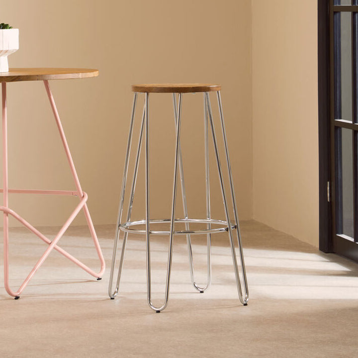 District Chrome Hairpin Stool