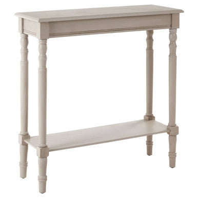 Grey Wooden Console Table with Spindle Legs and Bottom Shelf, Heritage