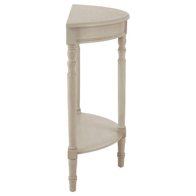 Heritage Grey Putty Wooden Half Moon Console Table with Lower Shelf